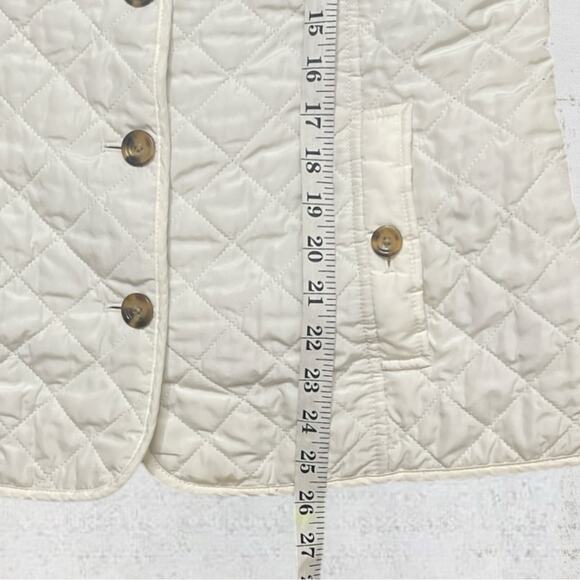 J. Jill Women’s Quilted Puffer Vest Size S Ivory Equestrian Old Money Classic - Picture 6 of 10